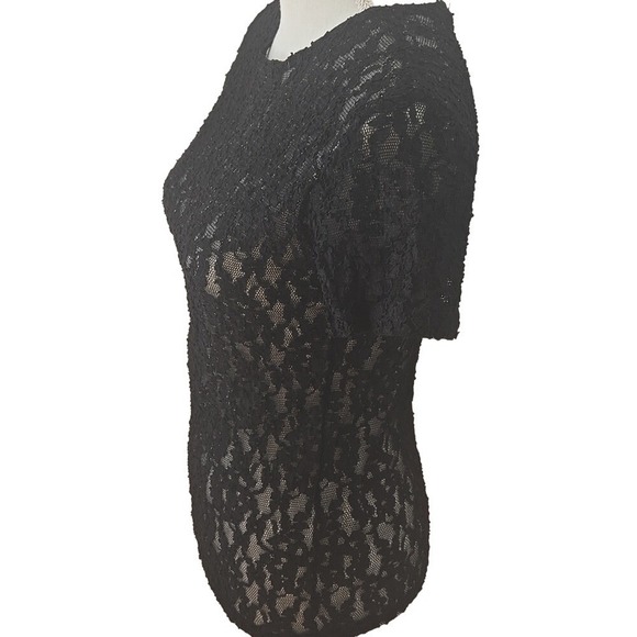 Victoria's Secret Y2K Vintage Black Lace Short Sleeve Sheer Top Blouse - Size XS - Picture 5 of 6